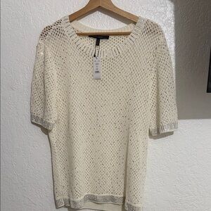 White House Black Market Cream Knit Top
